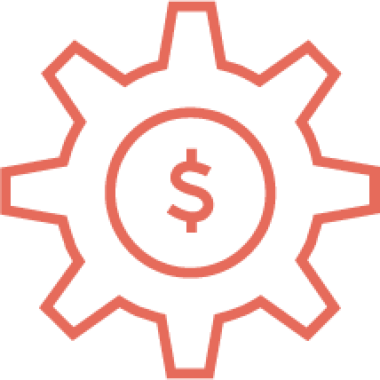 Gear with money sign inside icon